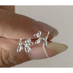 925 sterling silver balloon dog stud earrings. Cute Balloon Dog Earrings.
